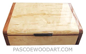 Handmade wood slim box - Decorative wood wallet box made of masur birch with bubinga ends