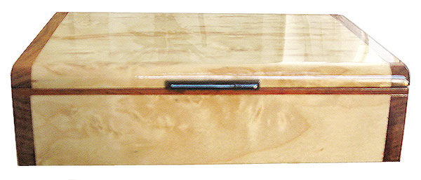 Karelian birch burl box front - Handmade wood slim box, wallet box