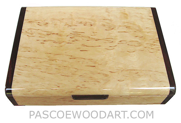 Handmade slim wood box - Decorative wallet box, pen box made of masur birch with cocobolo ends