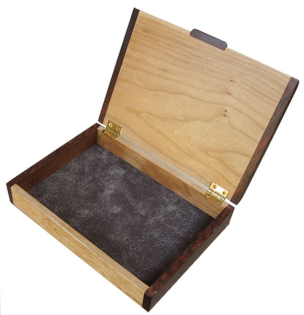 Handmade slim wood box -  open view