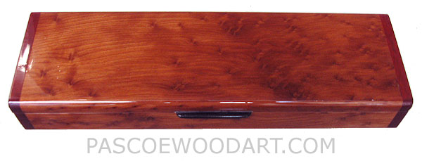 Handmade decorative wood weekly pill box - 7 day pill organizer made of bird's eye redwood, Bloodwood