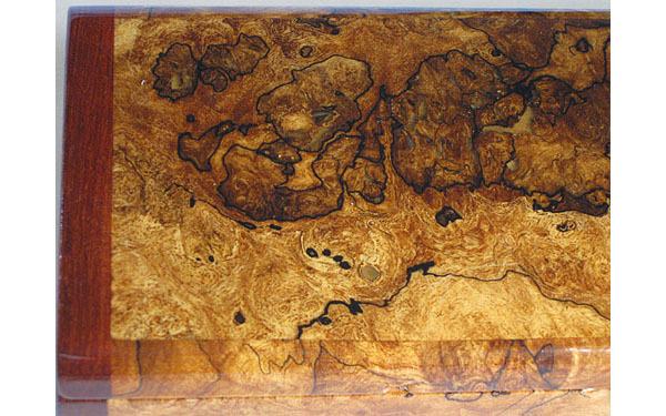 Spalted maple burl box top closeup - Decorative handmade weekly pill box 
