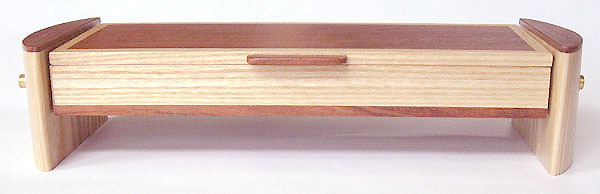 Handmade wood pill box front view